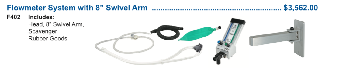 BelMed Flow Meter System With 8' Swivel Arm PN:F402