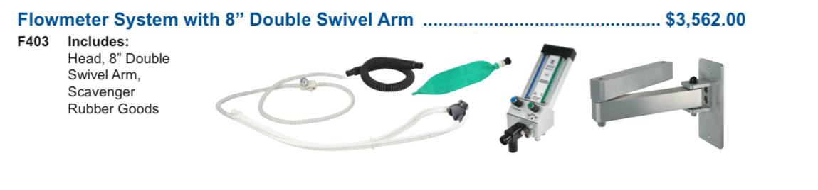 BelMed Flow Meter System With 8' Swivel Arm PN:F403