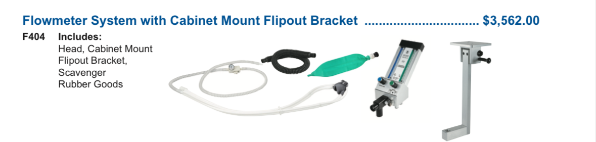 BelMed Flow Meter System With Cabinet Mount Flipout Bracket PN:F404